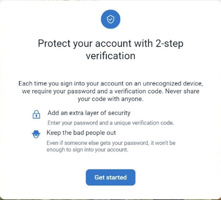 Get Started 2-step verification