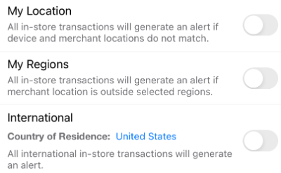 Location Alerts Card Control