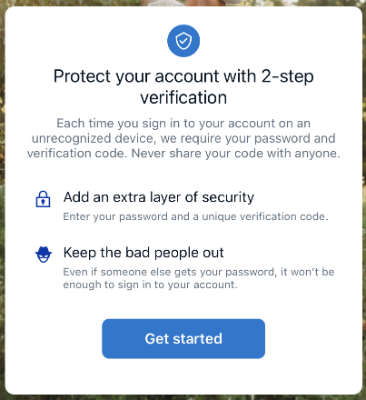 Protect your account 2-step verification Mobile