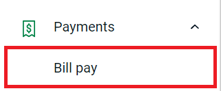 Bill Pay under Payments