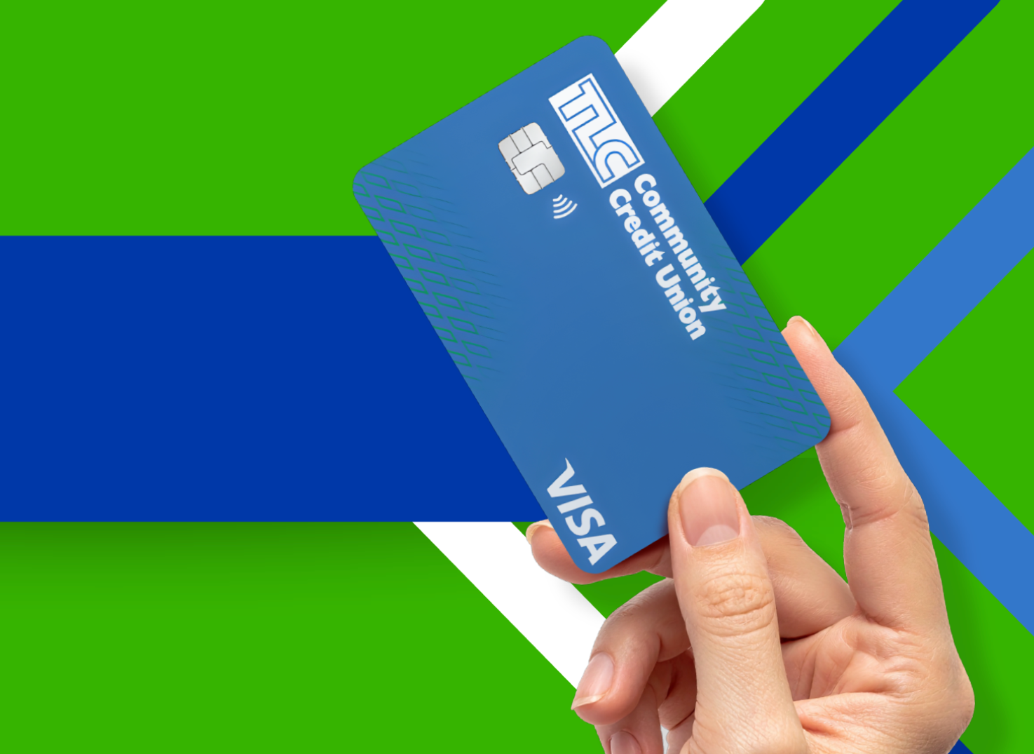 hand holding a TLC Community Credit Union credit card