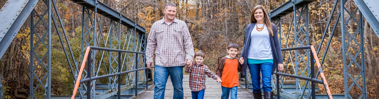 Family on Island Park bridge