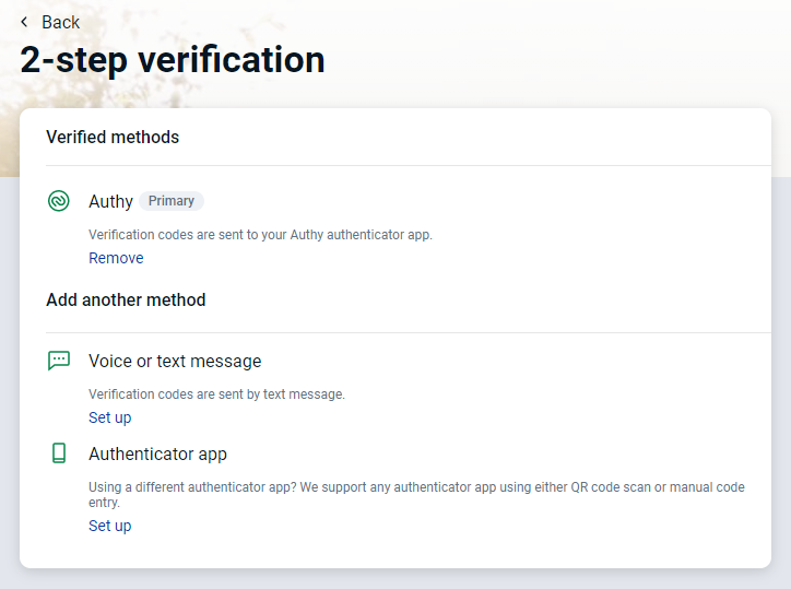 two step verification options