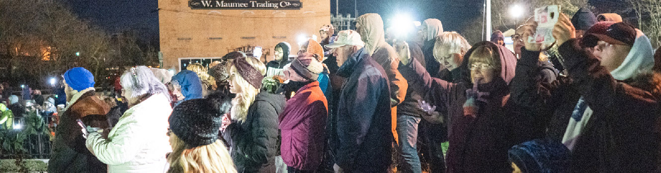 cheering crowd in winter