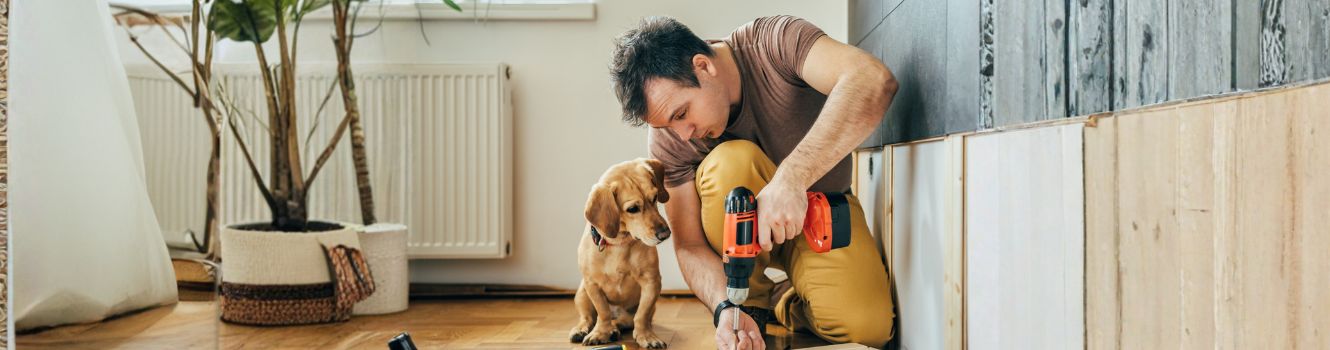 man working on home improvements