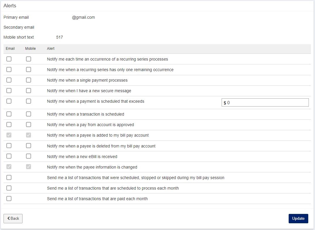 Alert types in Bill Pay