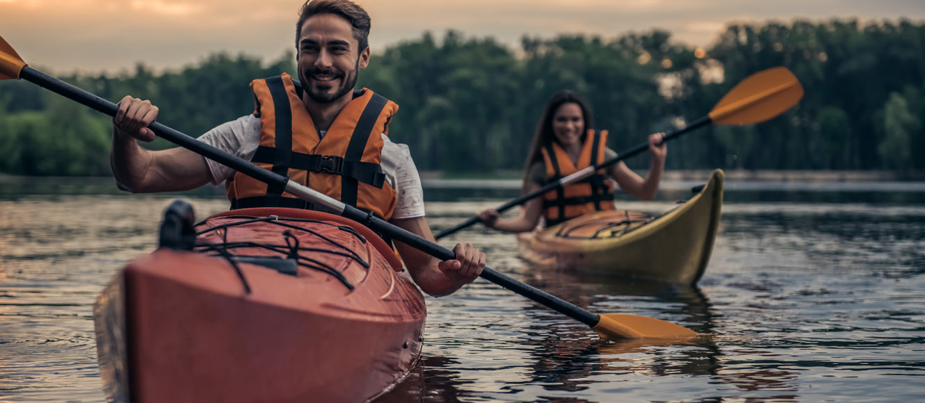 Couple kayaking