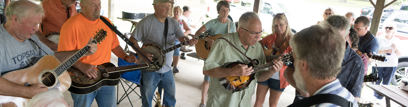 Playing guitars at festival