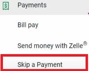 Skip a Payment in menu